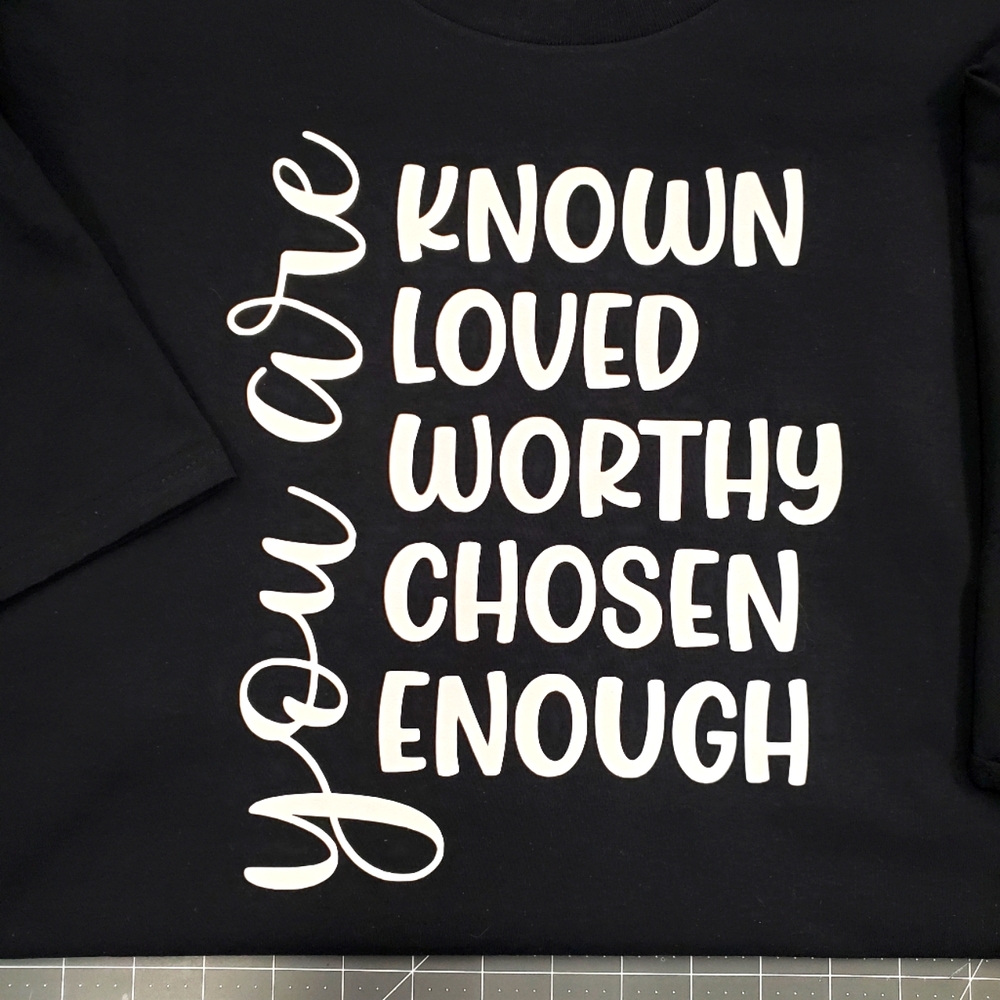 YOU Are Enough Tee Choice of Sizes, Black or Gray - Picture 2 of 3